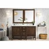 James Martin Vanities Addison 60in Double Vanity, Mid-Century Acacia w/ 3 CM White Zeus Quartz Top E444-V60D-MCA-3WZ